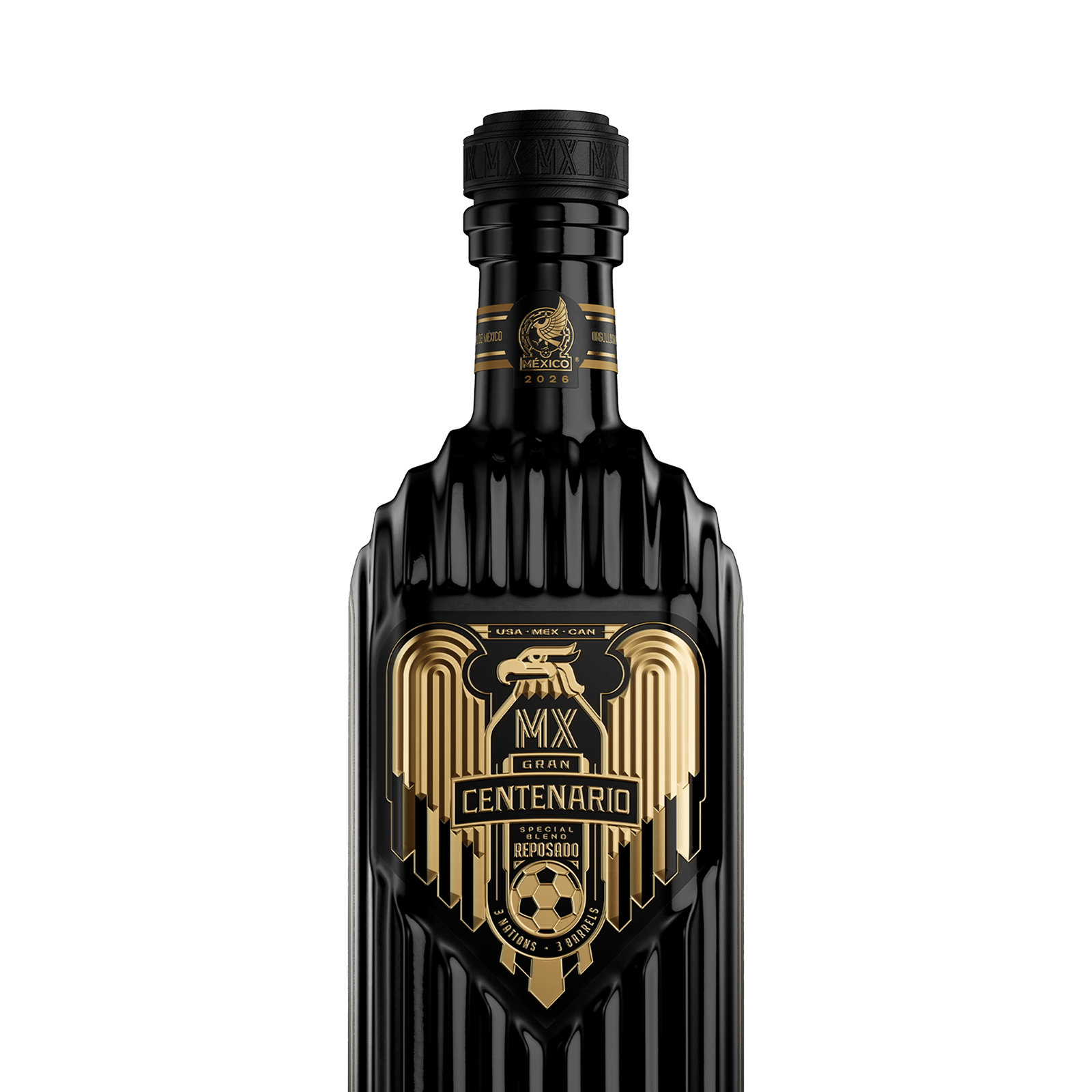 Centenario Tequila™ Tri-Nation Fútbol Reposado bottle.